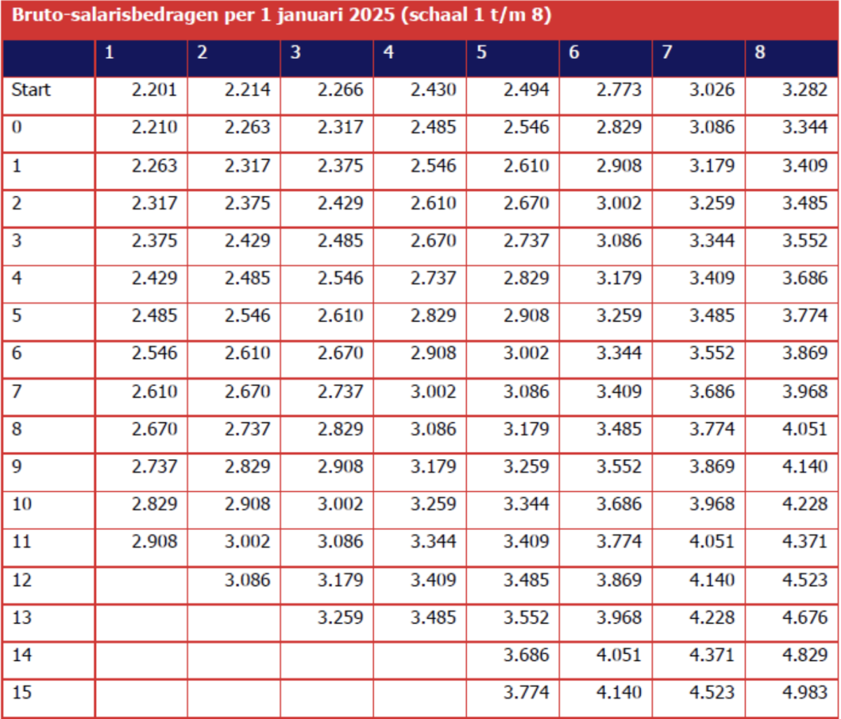 Salarisschalen 2025